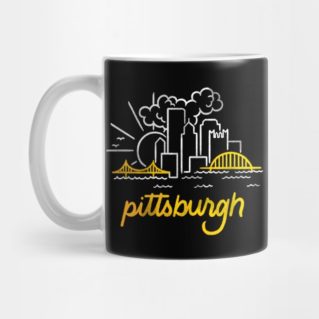 Pittsburgh Sunny Skyline Monoline by polliadesign